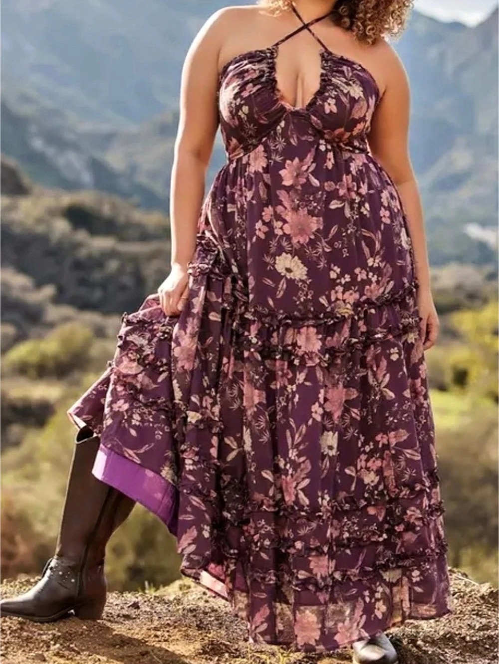 Festi / Torrid Cross-Front Halter Maxi Dress